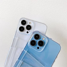Load image into Gallery viewer, Clear Dual Card Slots Transparent Phone Case For iPhone 14 13 12 11 Pro Max XS Max XR X Full Body Shockproof Soft Silicone Back Cover
