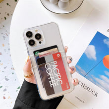 Load image into Gallery viewer, Clear Dual Card Slots Transparent Phone Case For iPhone 14 13 12 11 Pro Max XS Max XR X Full Body Shockproof Soft Silicone Back Cover
