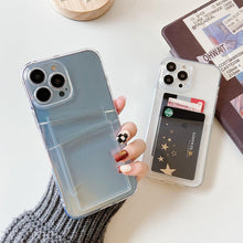 Load image into Gallery viewer, Clear Dual Card Slots Transparent Phone Case For iPhone 14 13 12 11 Pro Max XS Max XR X Full Body Shockproof Soft Silicone Back Cover
