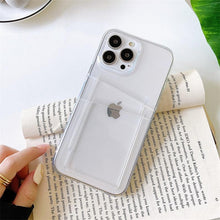 Load image into Gallery viewer, Clear Dual Card Slots Transparent Phone Case For iPhone 14 13 12 11 Pro Max XS Max XR X Full Body Shockproof Soft Silicone Back Cover
