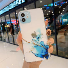 Load image into Gallery viewer, Clear Watercolor Marble Texture Phone Case For iPhone 11 Pro Max 11 Mini X XR XS Max 7 8 6s Plus Soft Back Cover Gold-Plated Silicone Mobile Phone Case Bumper Scratch-Resistant Protective Case

