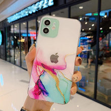 Load image into Gallery viewer, Clear Watercolor Marble Texture Phone Case For iPhone 11 Pro Max 11 Mini X XR XS Max 7 8 6s Plus Soft Back Cover Gold-Plated Silicone Mobile Phone Case Bumper Scratch-Resistant Protective Case
