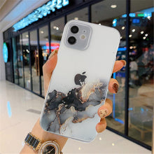 Load image into Gallery viewer, Clear Watercolor Marble Texture Phone Case For iPhone 11 Pro Max 11 Mini X XR XS Max 7 8 6s Plus Soft Back Cover Gold-Plated Silicone Mobile Phone Case Bumper Scratch-Resistant Protective Case
