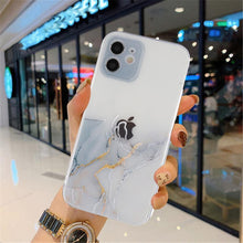 Load image into Gallery viewer, Clear Watercolor Marble Texture Phone Case For iPhone 11 Pro Max 11 Mini X XR XS Max 7 8 6s Plus Soft Back Cover Gold-Plated Silicone Mobile Phone Case Bumper Scratch-Resistant Protective Case

