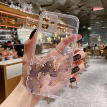 Load image into Gallery viewer, Clear Watercolor Marble Texture Phone Case For iPhone 11 Pro Max 11 Mini X XR XS Max 7 8 6s Plus Soft Back Cover Gold-Plated Silicone Mobile Phone Case Bumper Scratch-Resistant Protective Case
