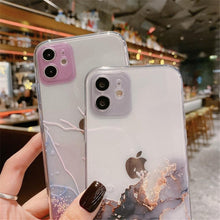 Load image into Gallery viewer, Clear Watercolor Marble Texture Phone Case For iPhone 11 Pro Max 11 Mini X XR XS Max 7 8 6s Plus Soft Back Cover Gold-Plated Silicone Mobile Phone Case Bumper Scratch-Resistant Protective Case
