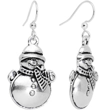 Load image into Gallery viewer, Silver Plated Chubby Christmas Snowmen Fishhook Earrings
