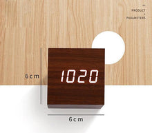 Load image into Gallery viewer, Clocks LED Wooden Alarm Clock Watch Wooden Wood Clock New Version LED Alarm Digital Desk Clock Adjustable Brightness, Alarm Time, Displays Time Date Temperature  Table Voice Control Digital Wood Electronic Desktop Table
