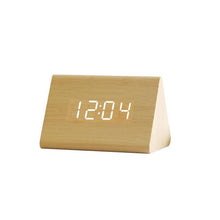 Load image into Gallery viewer, Clocks LED Wooden Alarm Clock Watch Wooden Wood Clock New Version LED Alarm Digital Desk Clock Adjustable Brightness, Alarm Time, Displays Time Date Temperature  Table Voice Control Digital Wood Electronic Desktop Table

