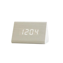 Load image into Gallery viewer, Clocks LED Wooden Alarm Clock Watch Wooden Wood Clock New Version LED Alarm Digital Desk Clock Adjustable Brightness, Alarm Time, Displays Time Date Temperature  Table Voice Control Digital Wood Electronic Desktop Table
