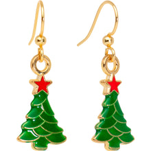 Load image into Gallery viewer, Gold Plated Christmas Tree Star Fishhook Earrings
