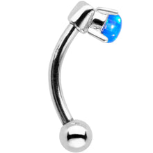 Load image into Gallery viewer, 5/16 Blue Synthetic Opal Fashionista Curved Eyebrow Ring
