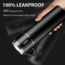 Load image into Gallery viewer, Coffee Thermos 500ml Water Bottle Portable Thermal Travel Sports Mug In-Car Insulated Cup Stainless Steel Vacuum Flasks Double Layer Stainless Steel Vacuum Flask Set with 3 Cups Including Lid

