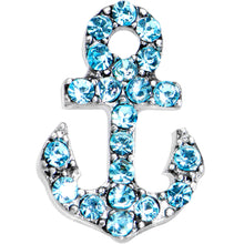 Load image into Gallery viewer, 16G 1/4 Aqua Gem Nautical Anchor Cartilage Tragus Earring
