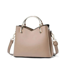 Load image into Gallery viewer, Color Block Satchel Bag with Metal Tassel Decor and Crossbody Strap
