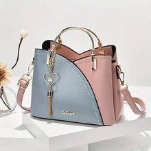 Load image into Gallery viewer, Color Block Satchel Bag with Metal Tassel Decor and Crossbody Strap
