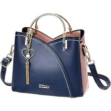 Load image into Gallery viewer, Color Block Satchel Bag with Metal Tassel Decor and Crossbody Strap
