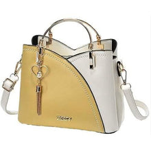 Load image into Gallery viewer, Color Block Satchel Bag with Metal Tassel Decor and Crossbody Strap
