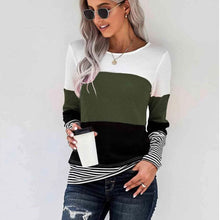 Load image into Gallery viewer, Colorblock Waffle Knit Striped Panel Tee
