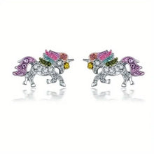 Load image into Gallery viewer, Colorful Cartoon-Themed Unicorn Earrings, Necklace, Ring &amp; Bracelet Jewelry Set
