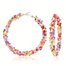 Load image into Gallery viewer, Colorful Circle Sheets Decor Boho Hoop Earrings
