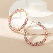 Load image into Gallery viewer, Colorful Circle Sheets Decor Boho Hoop Earrings
