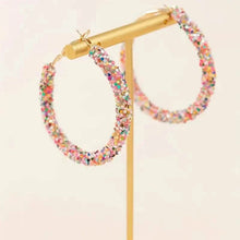 Load image into Gallery viewer, Colorful Circle Sheets Decor Boho Hoop Earrings
