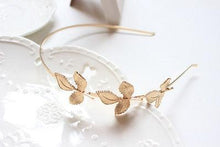 Load image into Gallery viewer, Colorful Rhinestone Flower Leaf Hair Hoop Headband Hairband for Women Girls Bezel Hair Band Hair Accessories Flower and Leaves Crown Hair Band for Bride and Bridesmaids
