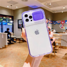 Load image into Gallery viewer, Colorful Translucent Slide Camera Lens Protection Shockproof Phone Case for iPhone Transparent Shockproof Phone Case For iPhone 13 12 11 Pro Max XR XS Max Slide Camera Lens Protection Clear Back Cover
