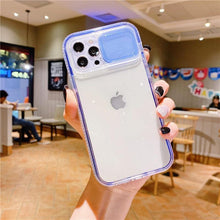 Load image into Gallery viewer, Colorful Translucent Slide Camera Lens Protection Shockproof Phone Case for iPhone Transparent Shockproof Phone Case For iPhone 13 12 11 Pro Max XR XS Max Slide Camera Lens Protection Clear Back Cover
