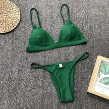 Load image into Gallery viewer, Colors Solid Bikini Set Push Up Swimwear Two Piece Swimsuit Swimwear Halter String Triangle Bikini Sets Women Swimsuit Low Waist Halter Two Pieces Bathing Suit
