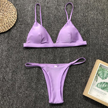 Load image into Gallery viewer, Colors Solid Bikini Set Push Up Swimwear Two Piece Swimsuit Swimwear Halter String Triangle Bikini Sets Women Swimsuit Low Waist Halter Two Pieces Bathing Suit
