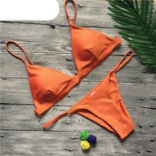 Load image into Gallery viewer, Colors Solid Bikini Set Push Up Swimwear Two Piece Swimsuit Swimwear Halter String Triangle Bikini Sets Women Swimsuit Low Waist Halter Two Pieces Bathing Suit
