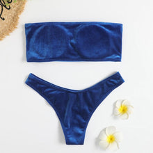 Load image into Gallery viewer, Comfortable Bathing Suit Women Velvet Bikini Swimsuit Women Bikini Set Swimsuit Bathing Suit Solid Swimming Suit Party Purple 2 Piece Swimwear Female Summer Beachwear
