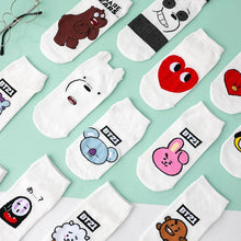 Load image into Gallery viewer, Comfortable Cotton White Cartoon Panda Heart Bear Pattern Socks Kawaii Cute Anime Style Invisible Ankle Socks Funny Boat Socks For Men And Women
