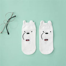 Load image into Gallery viewer, Comfortable Cotton White Cartoon Panda Heart Bear Pattern Socks Kawaii Cute Anime Style Invisible Ankle Socks Funny Boat Socks For Men And Women
