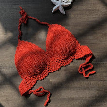 Load image into Gallery viewer, Comfortable Summer Beach Beachwear Bikini Bra Breathable Bikini Swimsuit Women Beach Crochet Crop Summer Halter Tank Top Beach Knit Casual New Fashion Halter Knitted Bra
