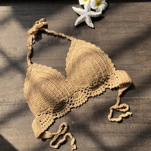 Load image into Gallery viewer, Comfortable Summer Beach Beachwear Bikini Bra Breathable Bikini Swimsuit Women Beach Crochet Crop Summer Halter Tank Top Beach Knit Casual New Fashion Halter Knitted Bra
