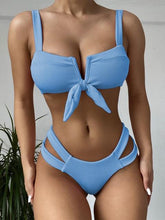 Load image into Gallery viewer, Comfortable Swimwear Women's Strappy One Piece Swimsuits Tie Knot Front Bathing Suits Cut Out Swimwear Female Bow Strap V-neck Swimsuit Women Two Pieces Bikini Set Push Up Bathing Suit Summer Beach Beachwear
