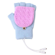 Load image into Gallery viewer, Comfortable Warm USB Heating Winter Gloves Hand Warmers Fingerless Mittens Hand Laptop Half Electric Heating Gloves Soft Hands Warmer
