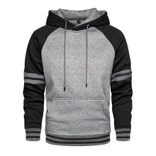 Load image into Gallery viewer, Cool Men's Patchwork Hooded Sweatshirt Hoodies Sport Clothing Casual Loose Fleece Warm Streetwear Modern Male Fashion Autumn Winter Outwear  Long Sleeve Pleated Comfy Round Neck Mens Sweatshirts Workout Sport Casual Hoodie
