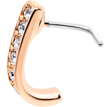 Load image into Gallery viewer, 20G Clear CZ Sleek Rose Gold Tone Faux Hoop L Shaped Nose Ring
