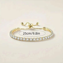 Load image into Gallery viewer, Copper Base with Plated Finish Synthetic Cubic Zirconia Inlay Adjustable Tennis Bracelet for Women
