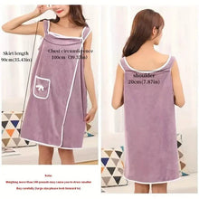 Load image into Gallery viewer, Coral Velvet Bath Towel Skirt Bow Sling Bathrobe
