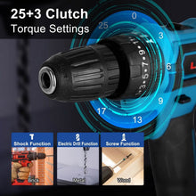 Load image into Gallery viewer, Cordless Drill Set with 2 Pieces 8V Batteries and Charger 2 Variable Speed 3/8In Keyless Chuck
