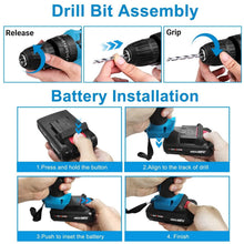 Load image into Gallery viewer, Cordless Drill Set with 2 Pieces 8V Batteries and Charger 2 Variable Speed 3/8In Keyless Chuck
