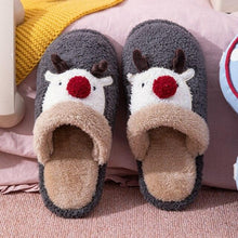 Load image into Gallery viewer, Cotton Slippers Winter Cute Couple Soft Bottom Indoor Non-slip Home Furry Shoes Christmas Deer Slippers Plush Fluffy Memory Foam Slip On House Slippers Cozy Warm Winter House Shoes Soft Comfy Anti-Skid Slippers
