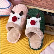 Load image into Gallery viewer, Cotton Slippers Winter Cute Couple Soft Bottom Indoor Non-slip Home Furry Shoes Christmas Deer Slippers Plush Fluffy Memory Foam Slip On House Slippers Cozy Warm Winter House Shoes Soft Comfy Anti-Skid Slippers
