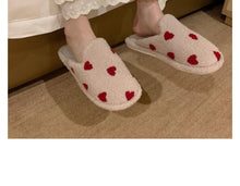 Load image into Gallery viewer, Cotton Slippers Women's Autumn Winter Fashion Style Plush Indoor Warm Women's Shoes Warm Slippers Memory Foam Cotton Home Slippers Soft Plush House Heart Cute Design Slippers
