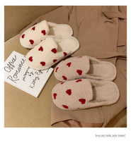 Load image into Gallery viewer, Cotton Slippers Women's Autumn Winter Fashion Style Plush Indoor Warm Women's Shoes Warm Slippers Memory Foam Cotton Home Slippers Soft Plush House Heart Cute Design Slippers
